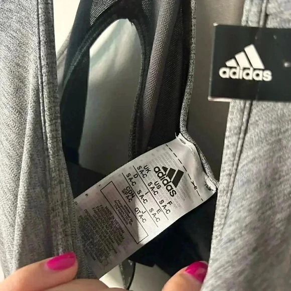 NWT ADIDAS Mid Stripes Good Sports Bras Women - Dark Grey S - Picture 6 of 7